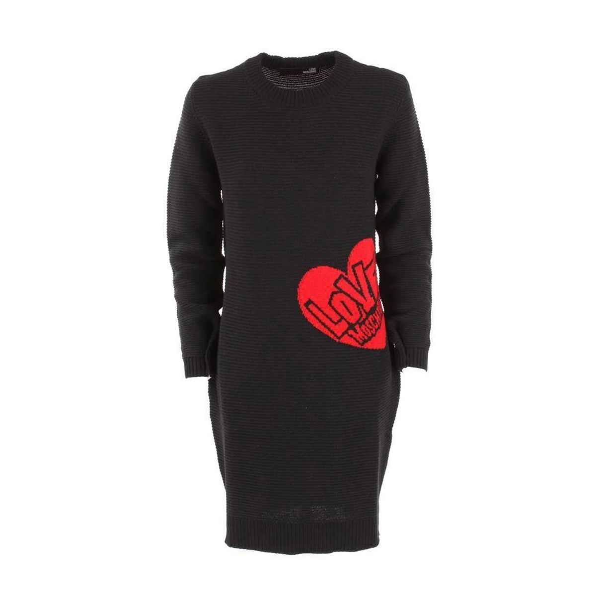 Love Moschino Chic Heart Pattern Knit Wool-Blend Dress