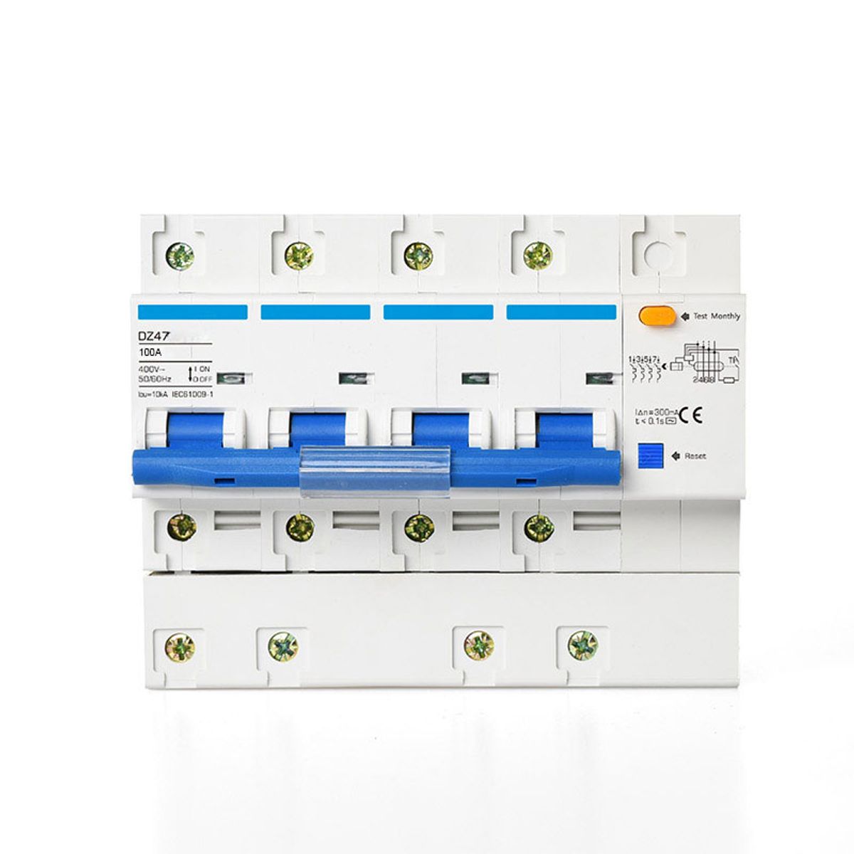 Lovpligtig RCD/RCBO beskyttelse til inverter 4P 100A 300mA kl A 135 mm