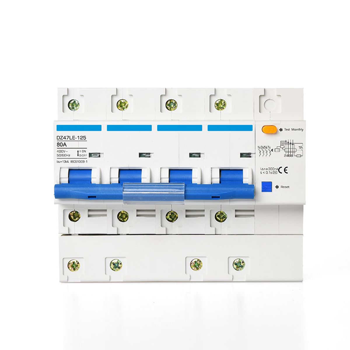 Lovpligtig RCD/RCBO beskyttelse til inverter 4P 80A 300mA kl A 135 mm