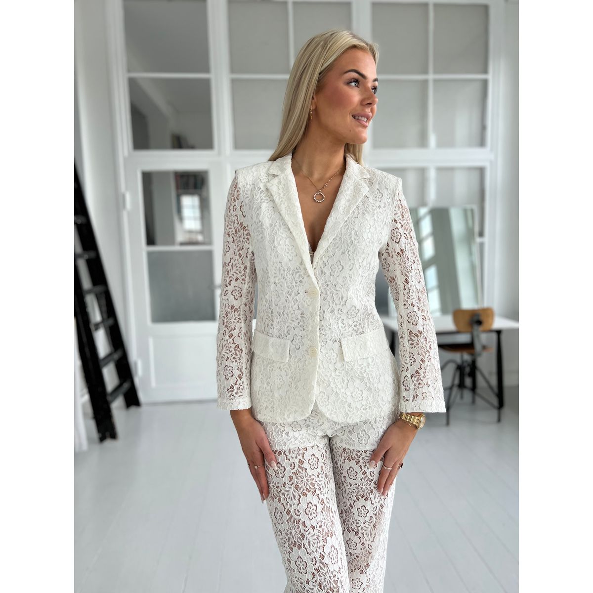 Lucce white lace blazer