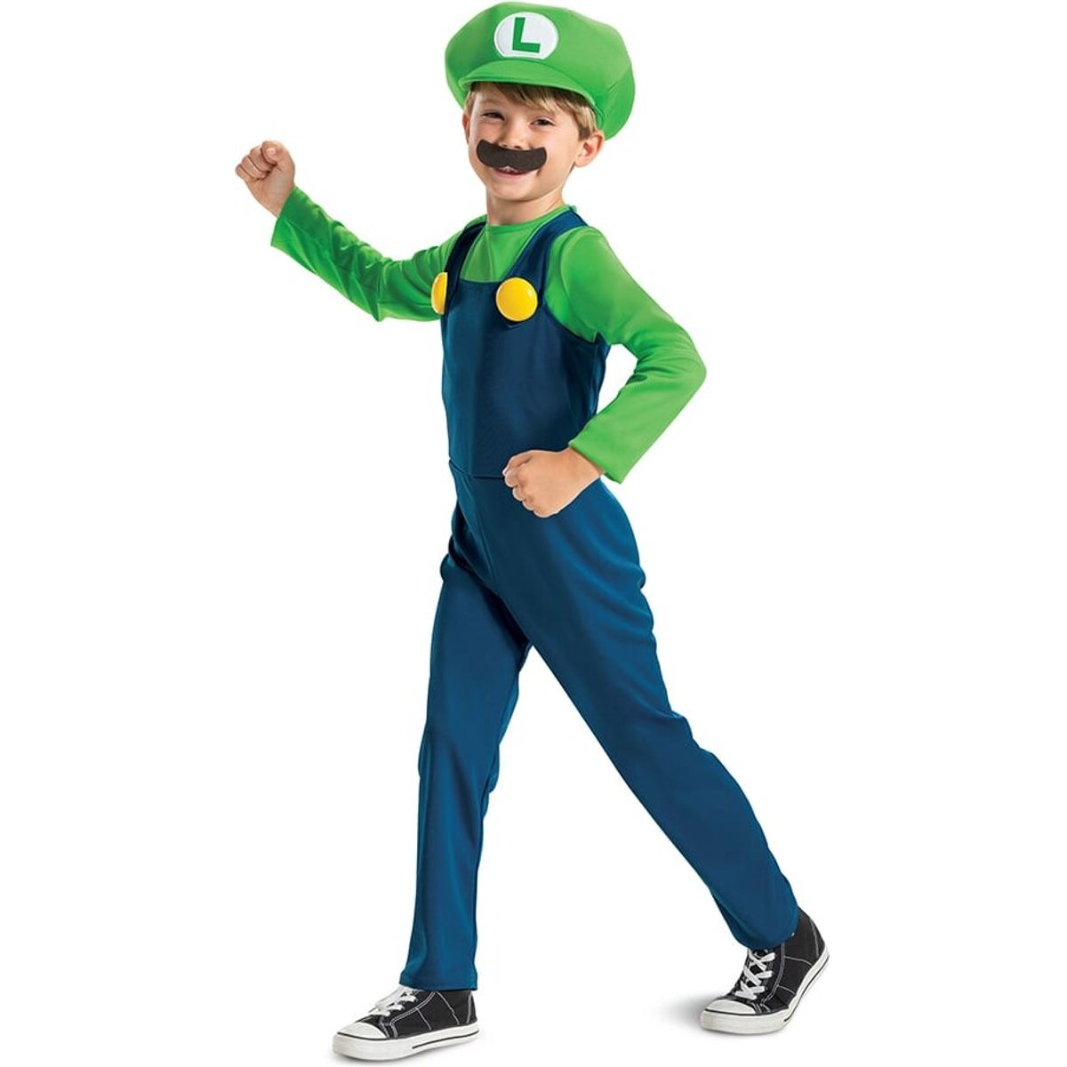 Luigi Kostume Til Børn - Super Mario - 116 Cm