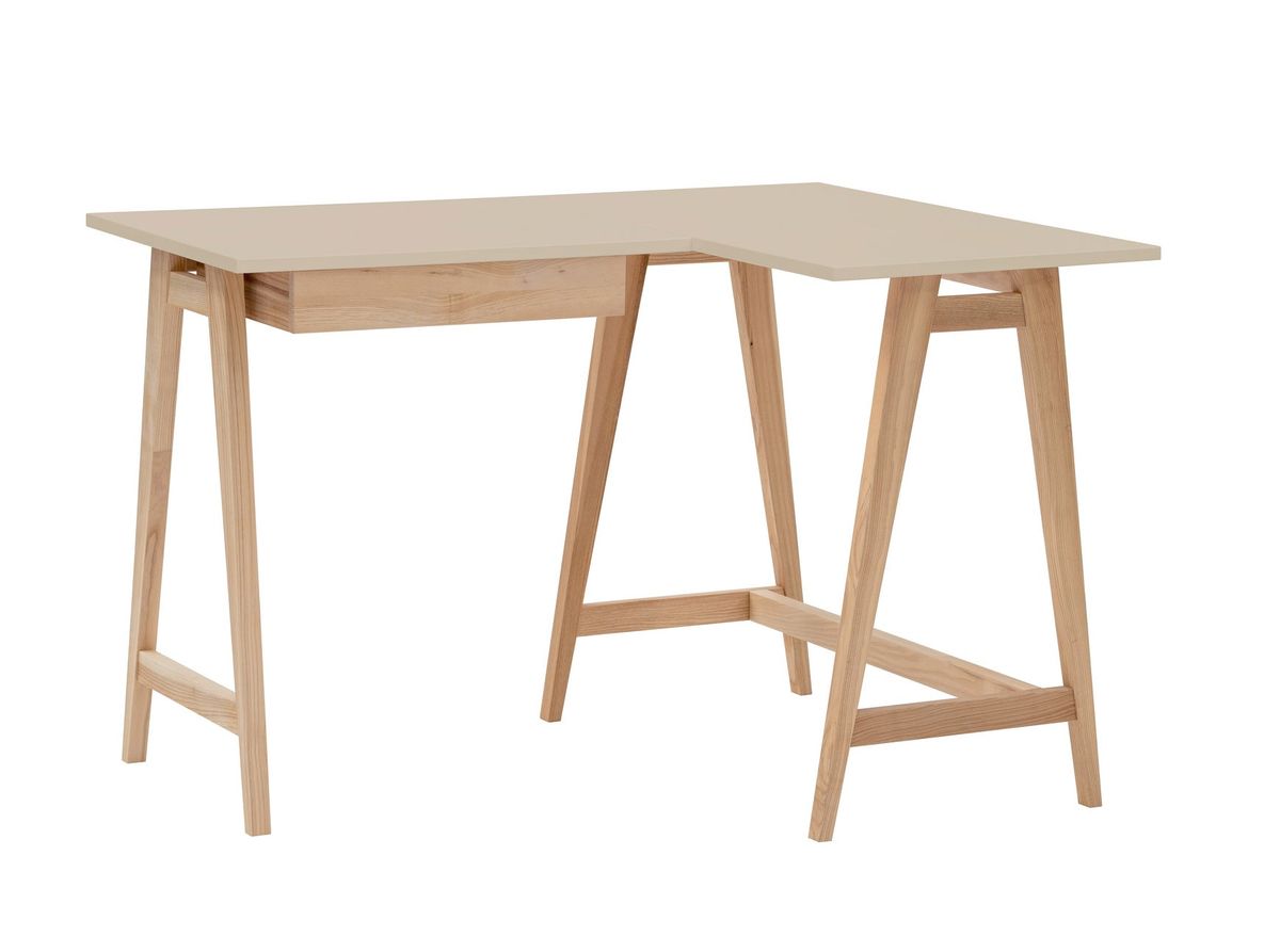 LUKA Asketræ Hjørneskrivebord B115cm x D85cm Brun Beige Højre Side