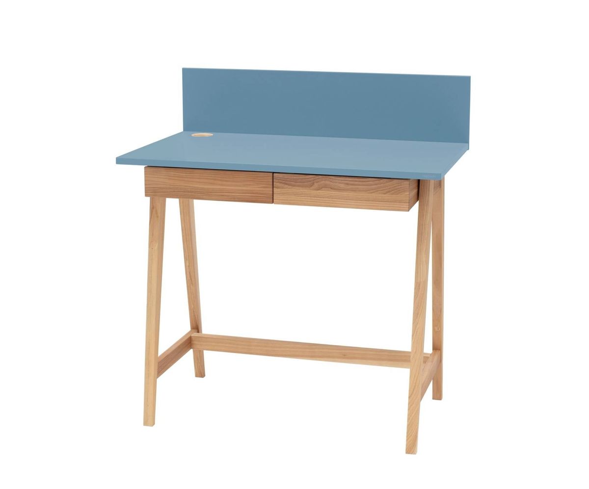 LUKA Asketræ Skrivebord 85x50cm med Skuffe Gentle Blue