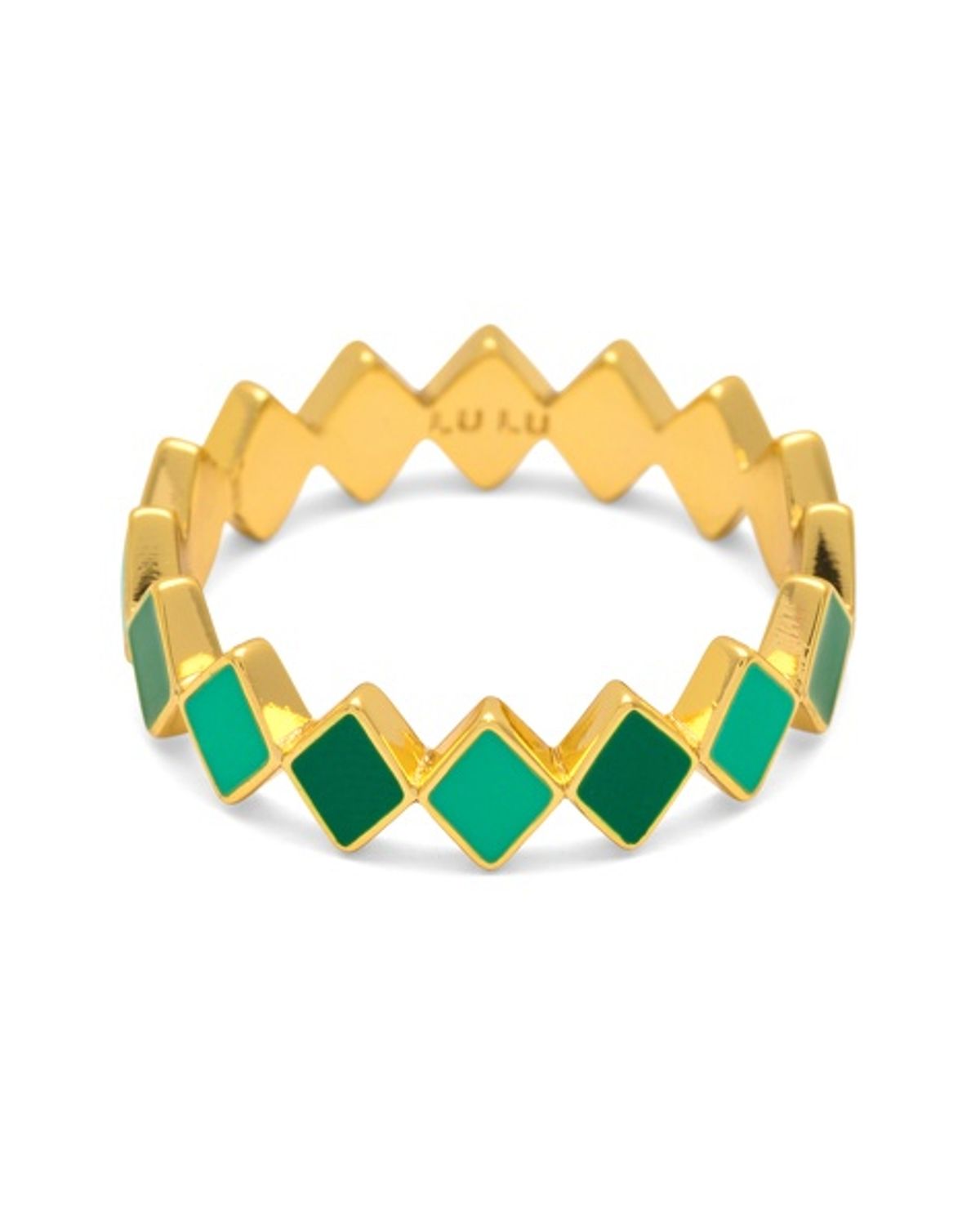 LULU Copenhagen Confetti Ring Gold Plated Green - Str. 55