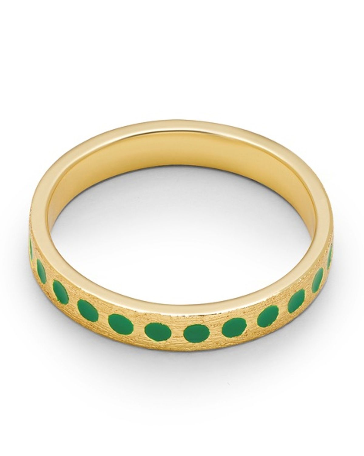 LULU Copenhagen Pattern Ring Gold Plated Light Green - str. 52