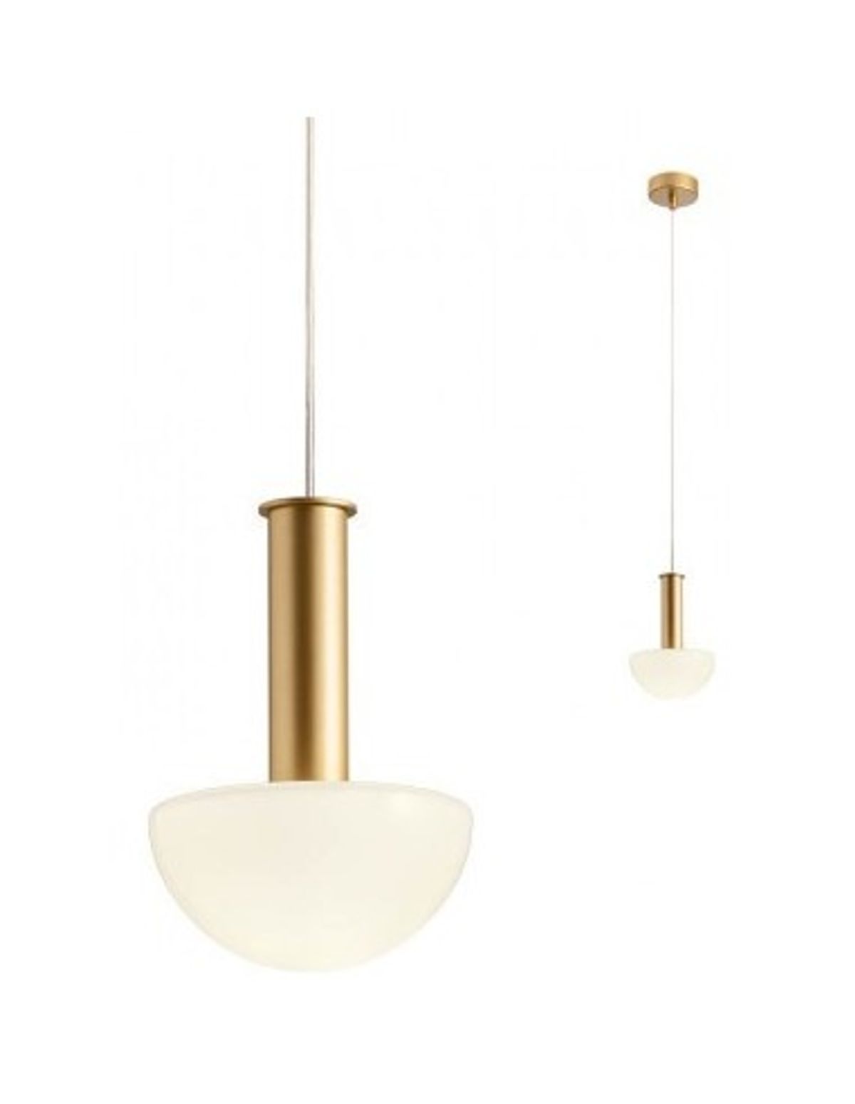 LUMIEN Loftlampe i metal og glas Ø13 cm 1 x G9 - Satineret guld/Opalhvid