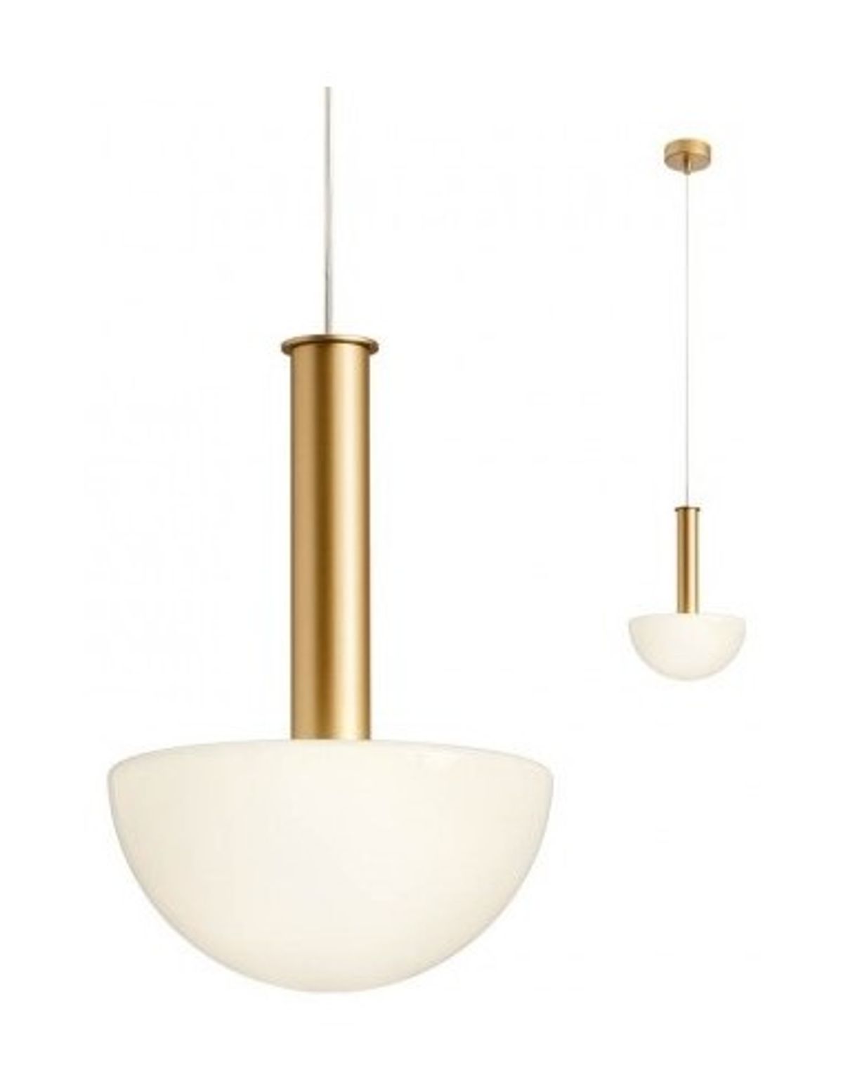 LUMIEN Loftlampe i metal og glas Ø18 cm 1 x G9 - Satineret guld/Opalhvid