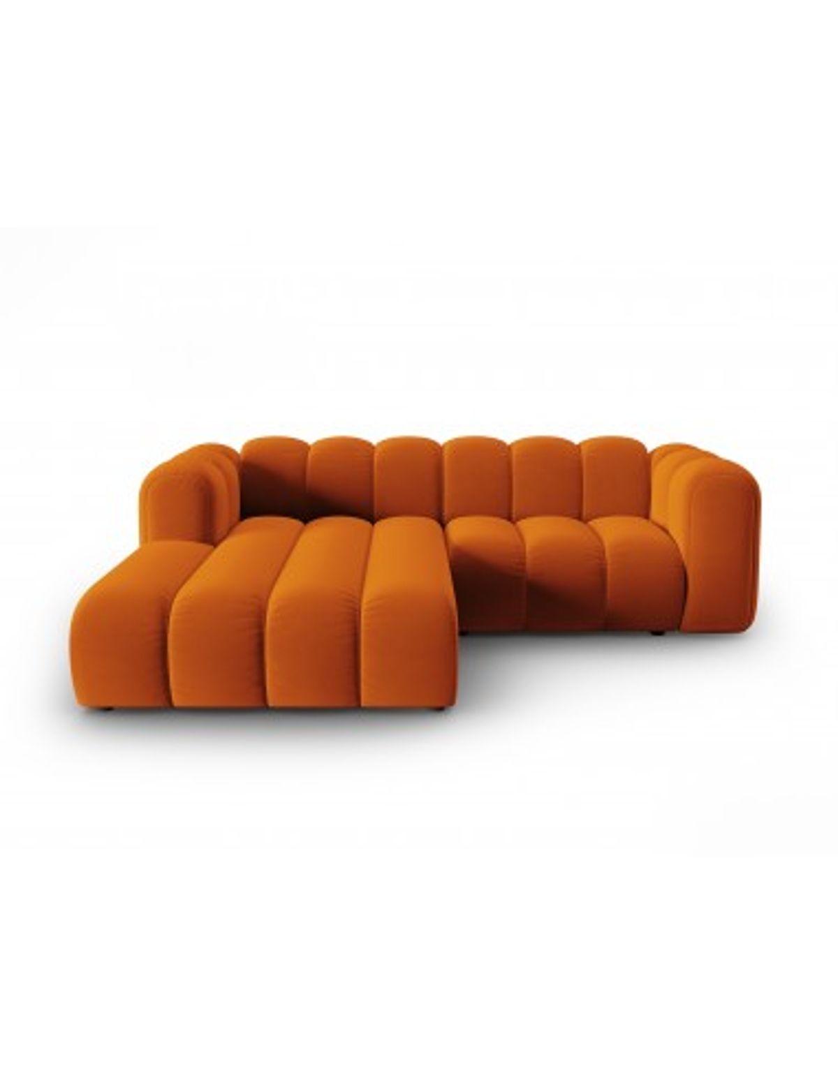 Lupine venstrevendt chaiselong sofa i velour B228 x D175 cm - Sort/Terracotta