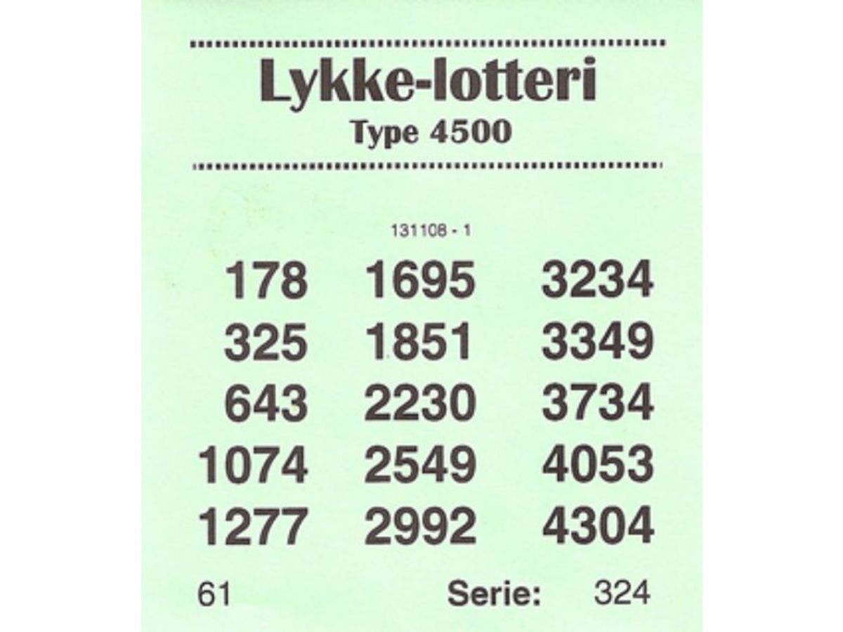 Lykke Lotteri 4500 Grøn