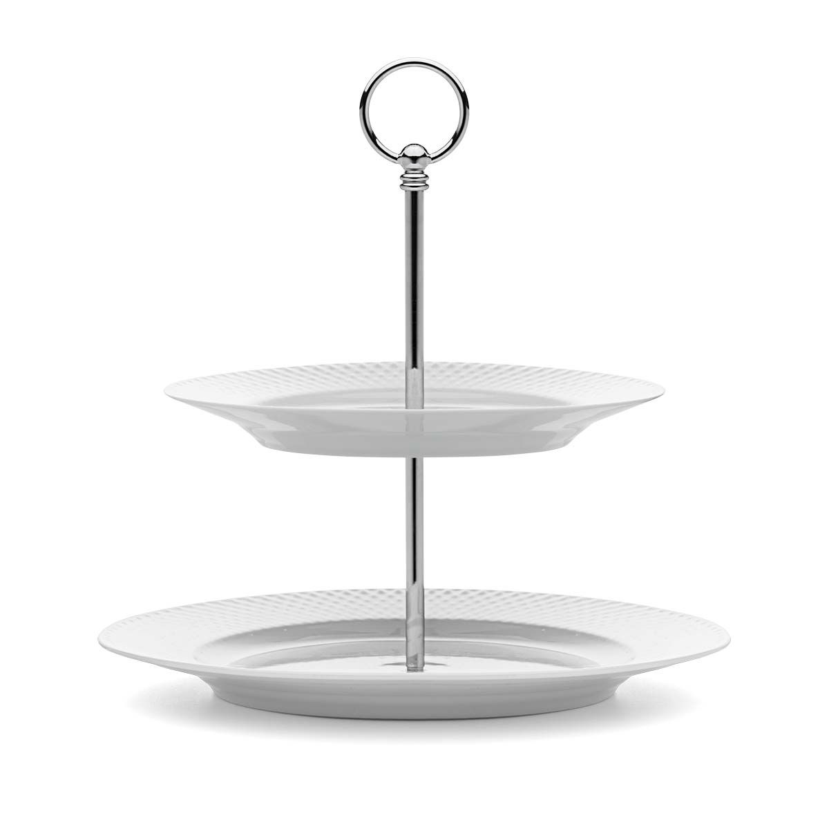 Lyngby Porcelæn - Rhombe Etagere Ø27 cm hvid porcelæn