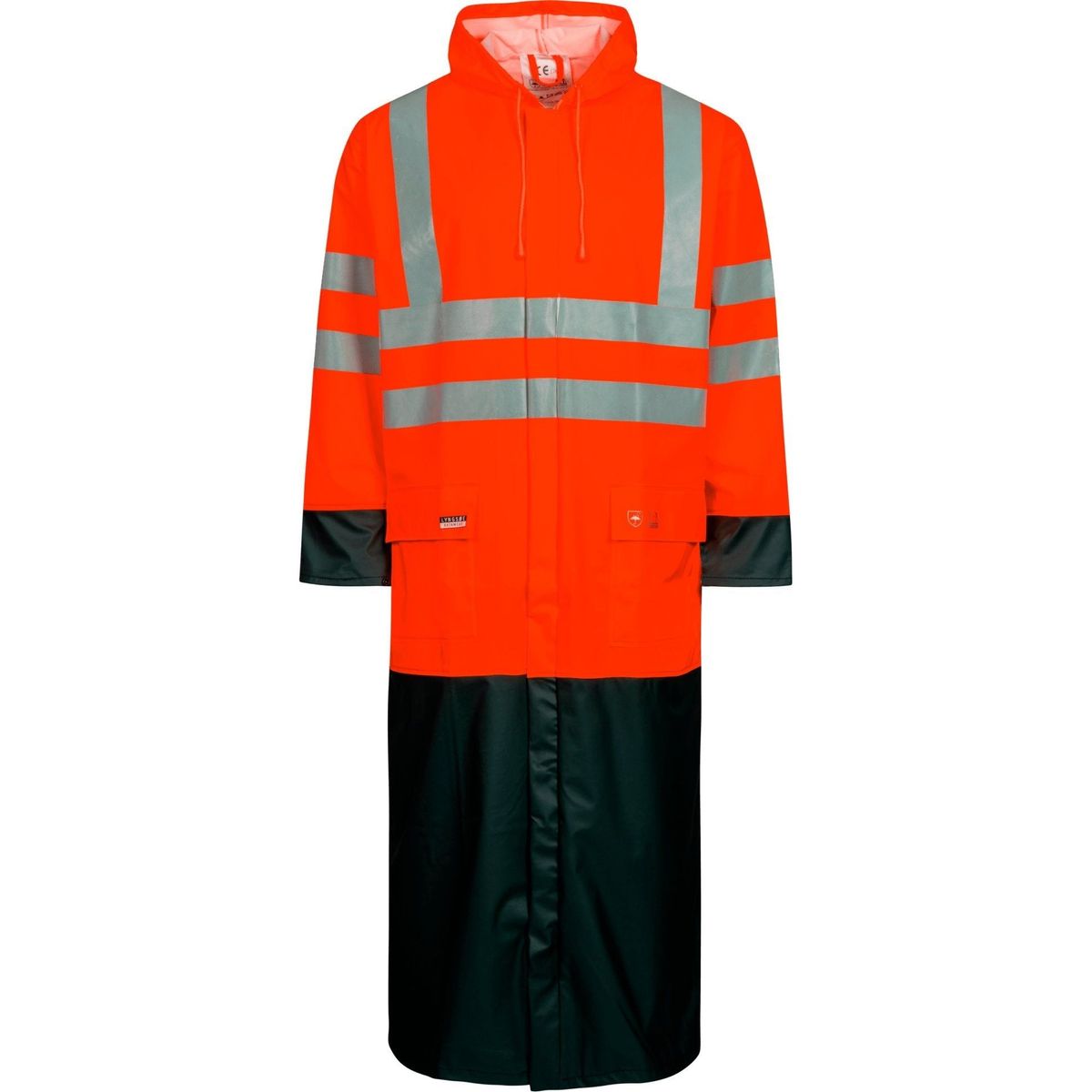 Lyngsøe Hi-vis regnjakke i PU kvalitet, 135 cm lang LR8085