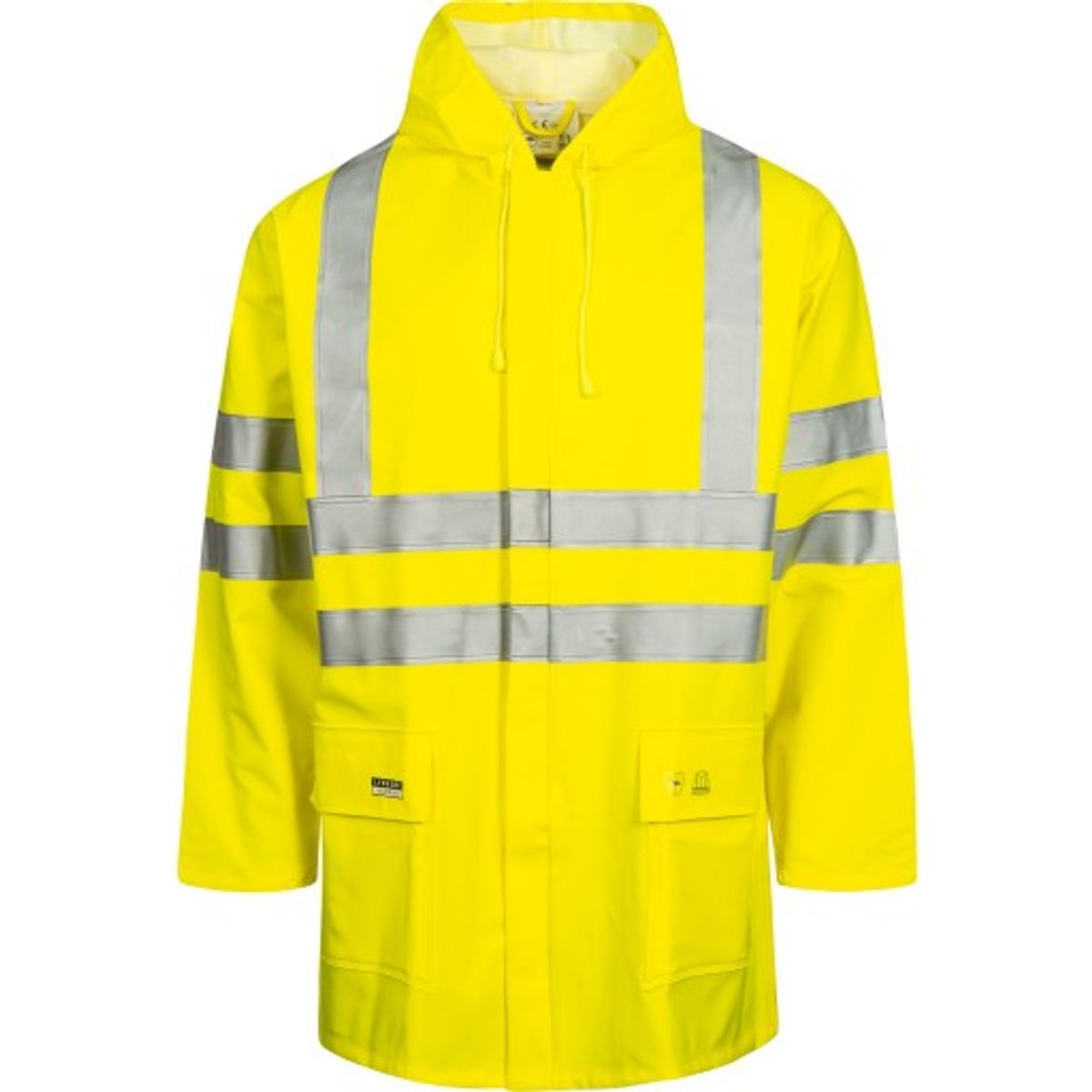 Lyngsøe PU/PVC regnjakke LR9055, High-Vis kl.3 gul, str. 3XL