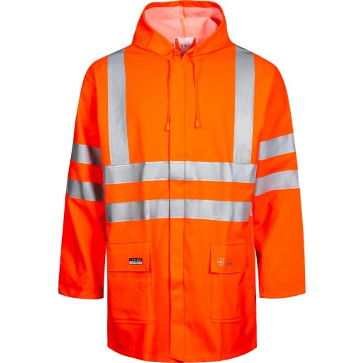 Lyngsøe PU/PVC regnjakke LR9055, High-Vis kl.3 orange, str. 5XL