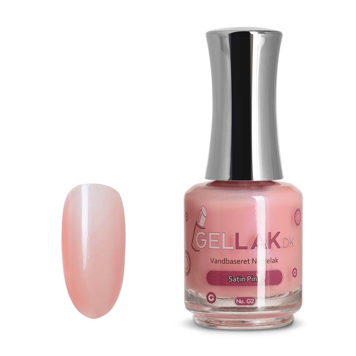 Lyserød Vandbaseret Neglelak | "Satin Pink" No. G2 | 15 ml | Gellak.dk