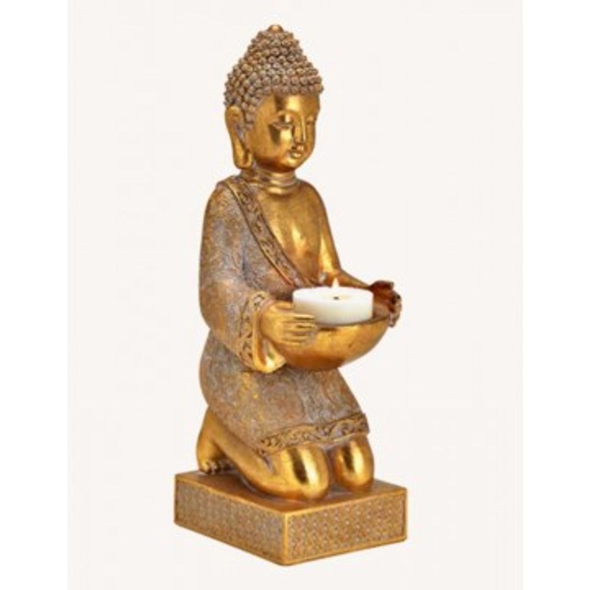 Lysestage Buddha i guld - Buddha statuer generelt - GodKarmaShop