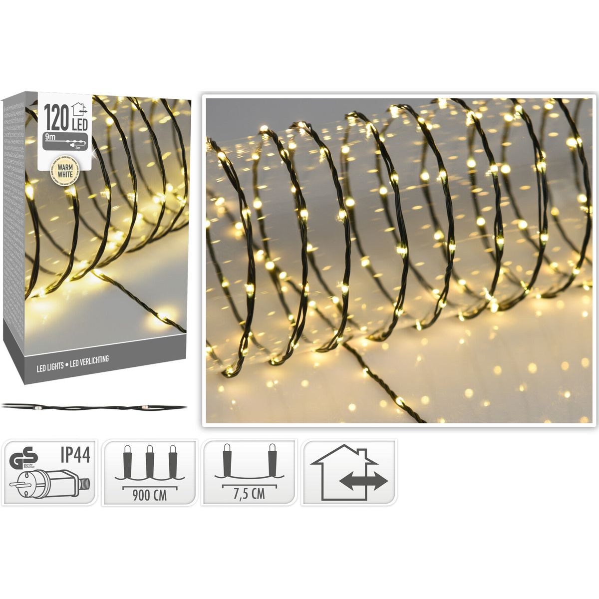 Lyskæde LED varm hvid 120 - Udvendig belysning, L9 meter