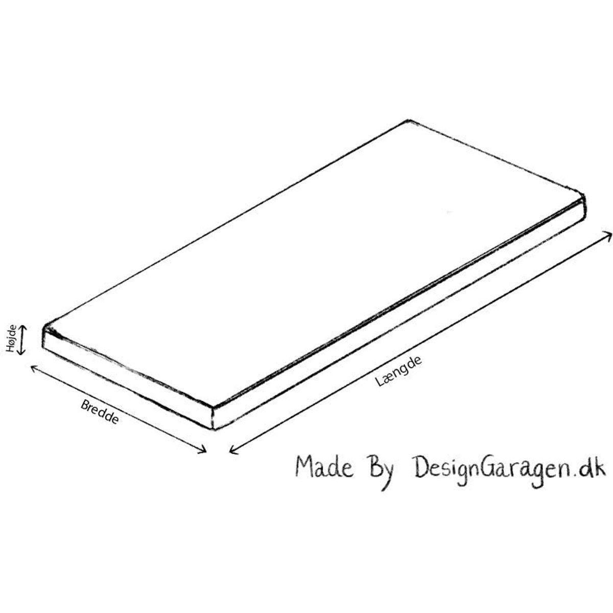 Læderhynde efter mål - L. 0-150cm & B. 50-120cm & H. 4 cm / Sort læder