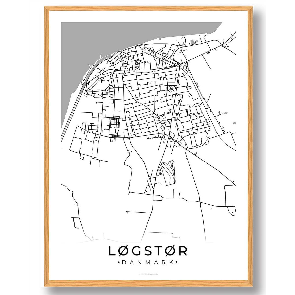 Løgstør by plakat - hvid (Størrelse: M - 30x40cm)