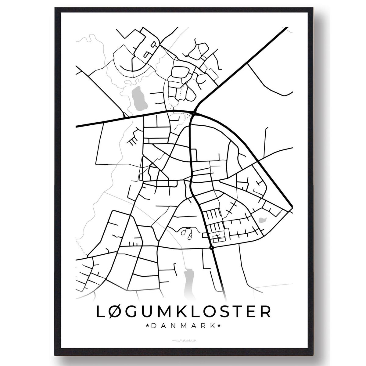 Løgumkloster by plakat - hvid (Størrelse: S - 21x29,7cm (A4))