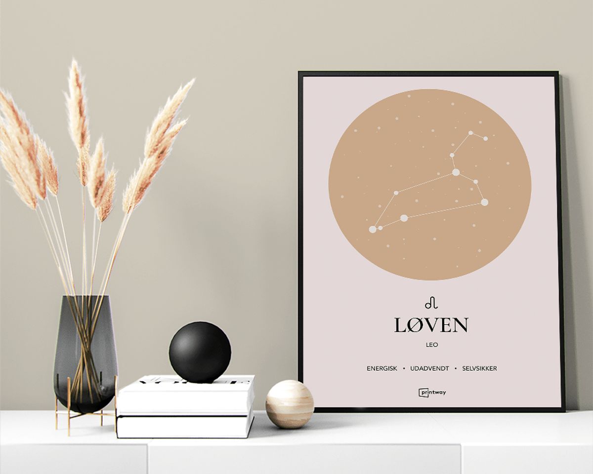 Løven Stjernetegn Plakat Guld 50×70 cm (B2)