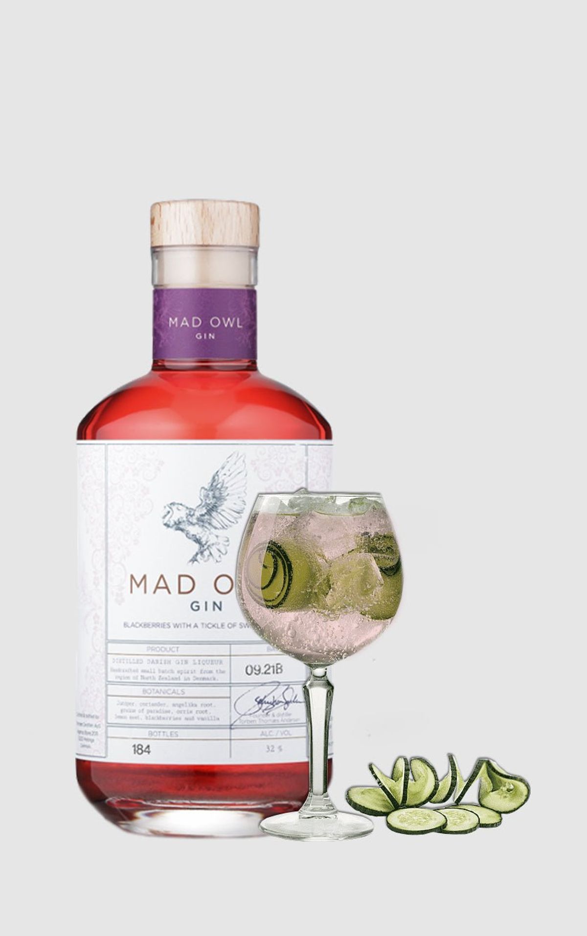 Mad Owl Gin - Brombær, 32% alkohol