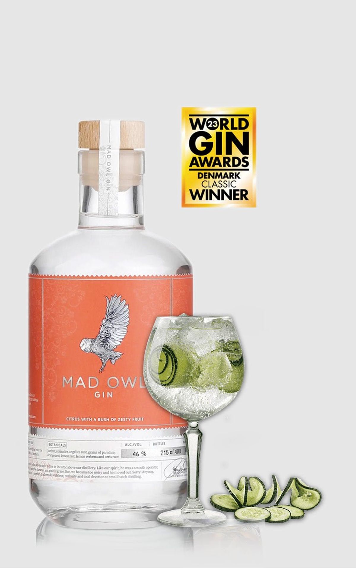 Mad Owl Gin Citrus, 46% alkohol