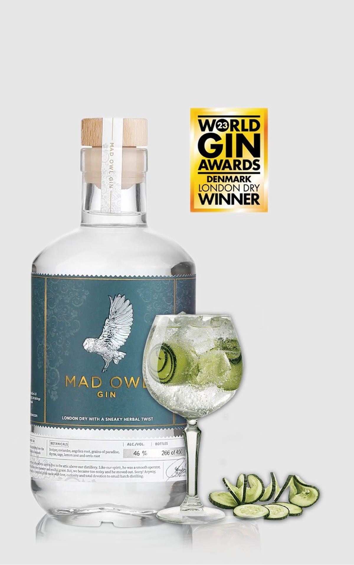 Mad Owl Gin London Dry, 46% alkohol