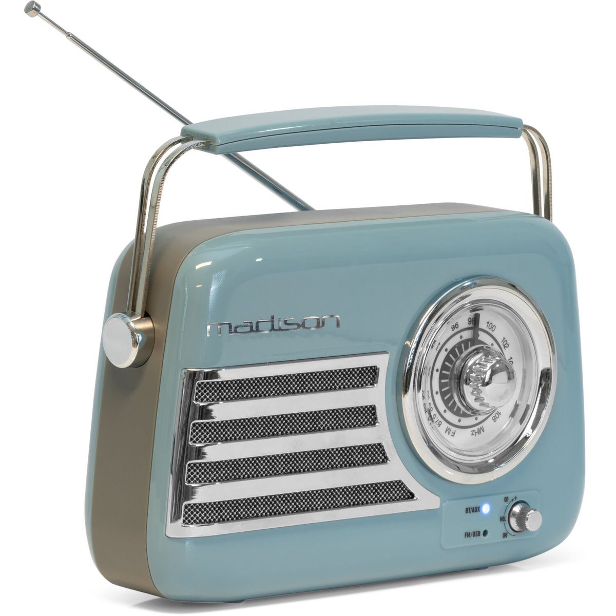 Madison Retro Radio m. Bluetooth og FM (Blå)