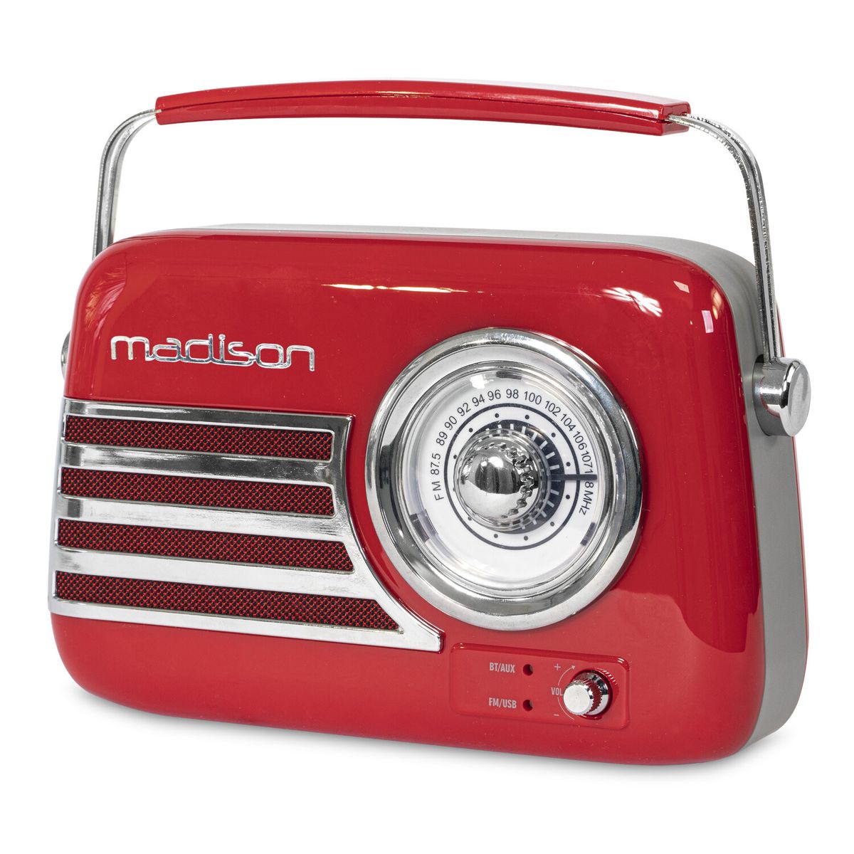 Madison Retro Radio m. Bluetooth og FM (Rød)