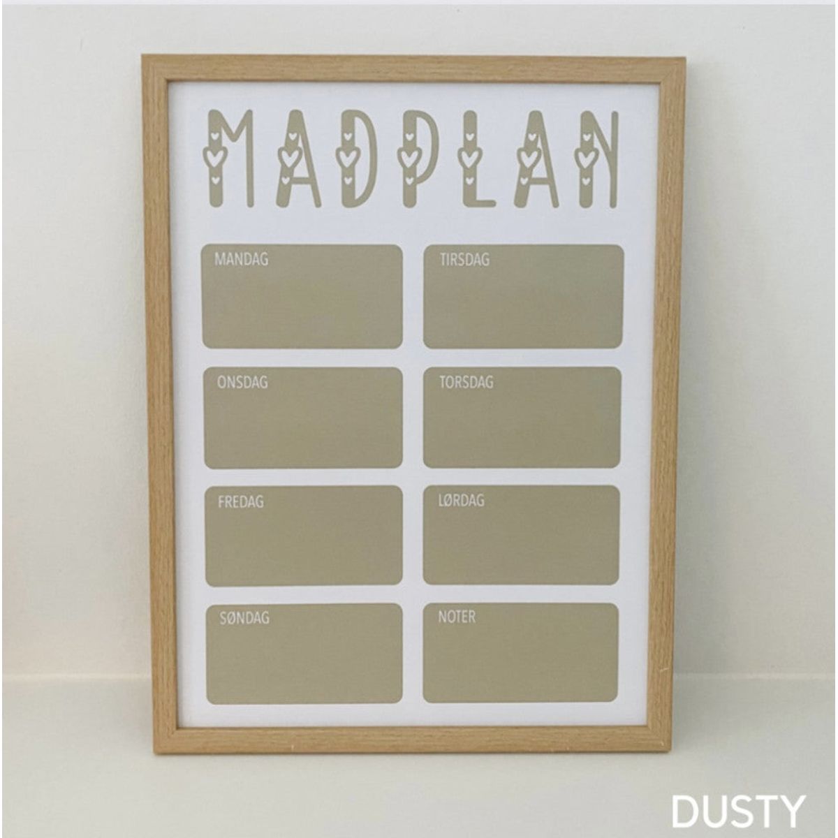 Madplan med ugedage - Ja tak (+150kr.) / Dusty