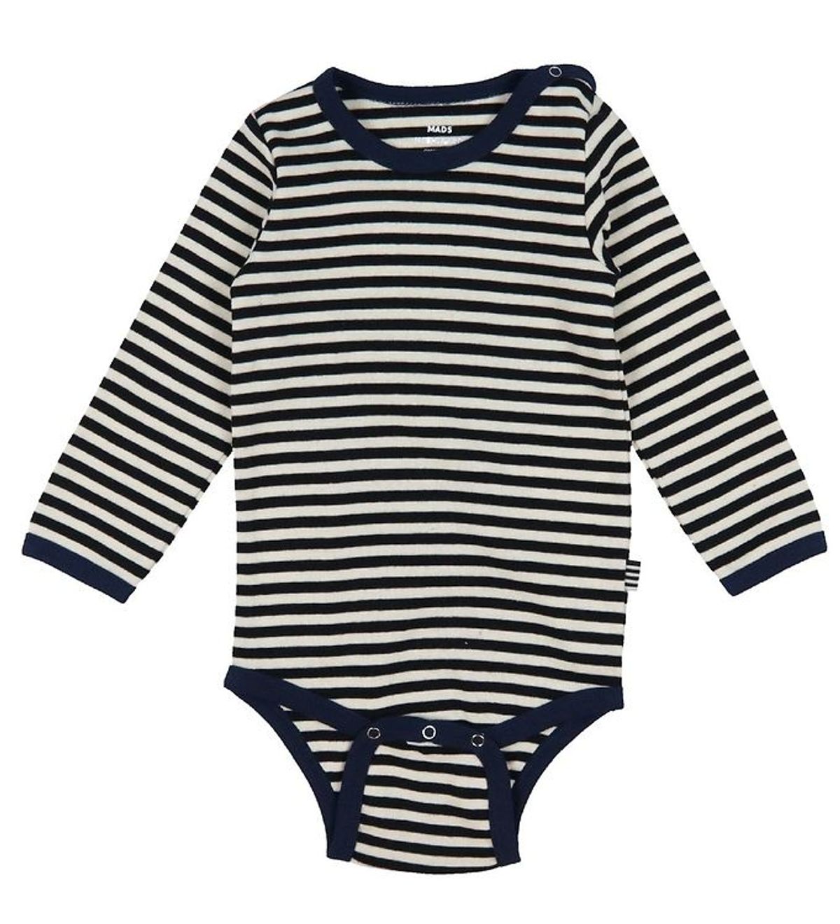 Mads Nørgaard Body l/æ - Soft Dou Striped - Off White/Black/Navy