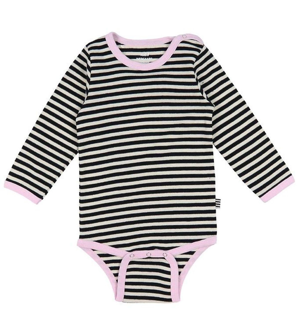 Mads Nørgaard Body l/æ - Soft Dou Striped - Off White/Black/Pink