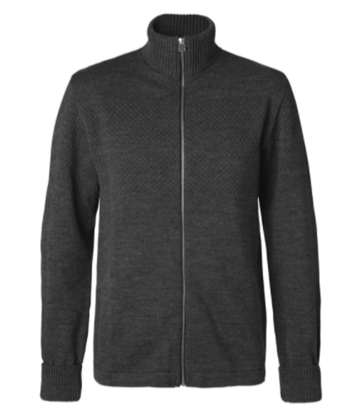 Mads Nørgaard Cardigan Klemens Zip 200860 Charcoal Melange_2x-large