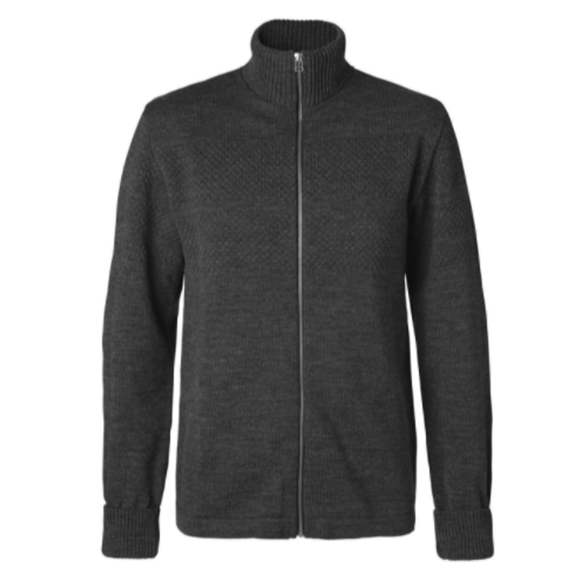 Mads Nørgaard Cardigan Klemens Zip 200860 Charcoal Melange_X-small