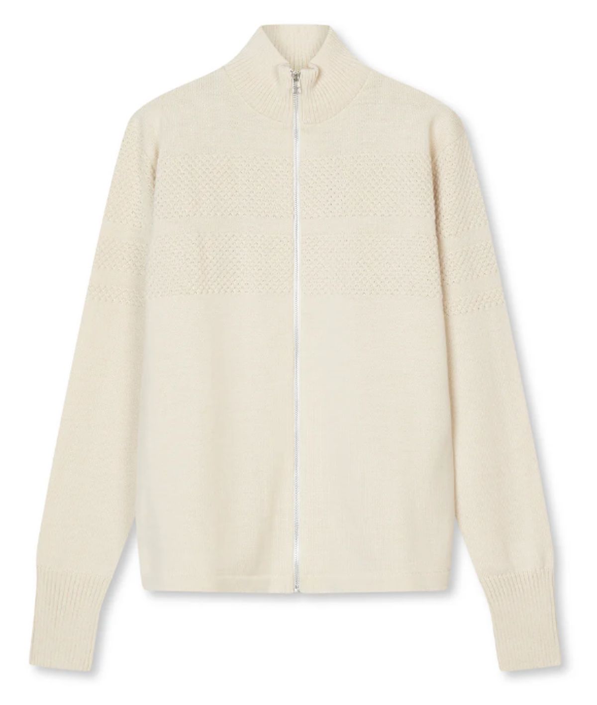 Mads Nørgaard Cardigan Klemens Zip 200860 Vanilla Ice