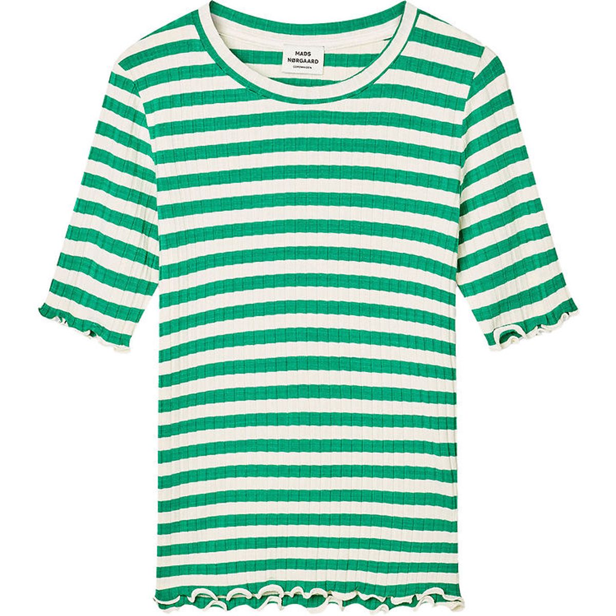 Mads Nørgaard T-shirt - Rib - Tuviana - Vanilla Ice/Verdant Gree