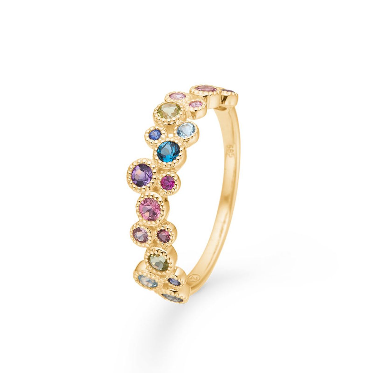 Mads Z Luxury Rainbow Petite ring i 14 kt guld med ægte sten