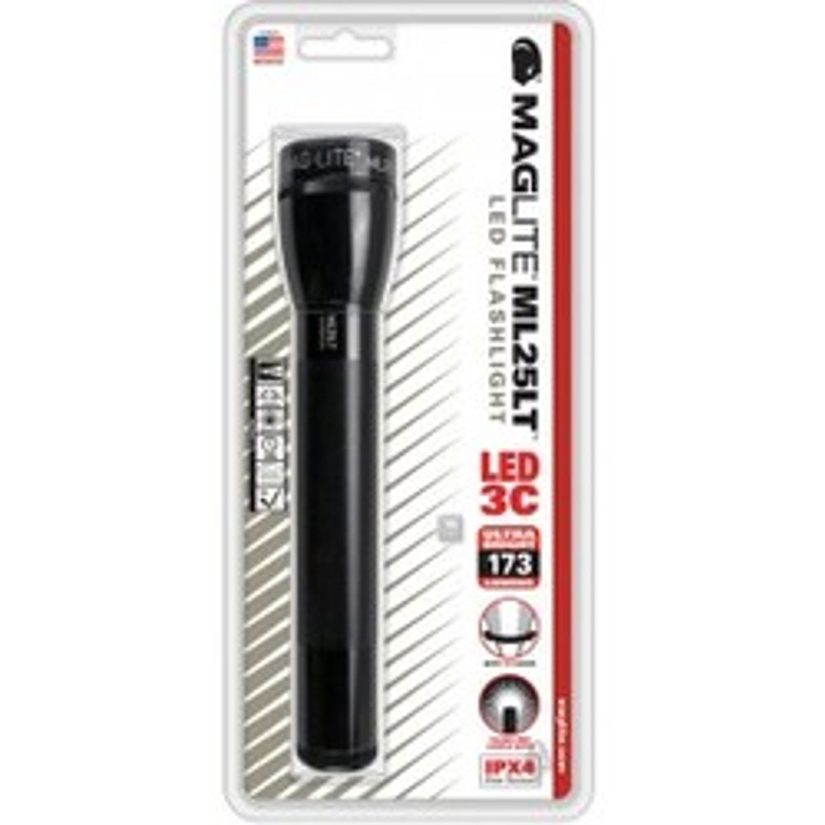 Maglite Lommelygte, ML25LT LED sort 3 C-cellbatterier i blisterpack