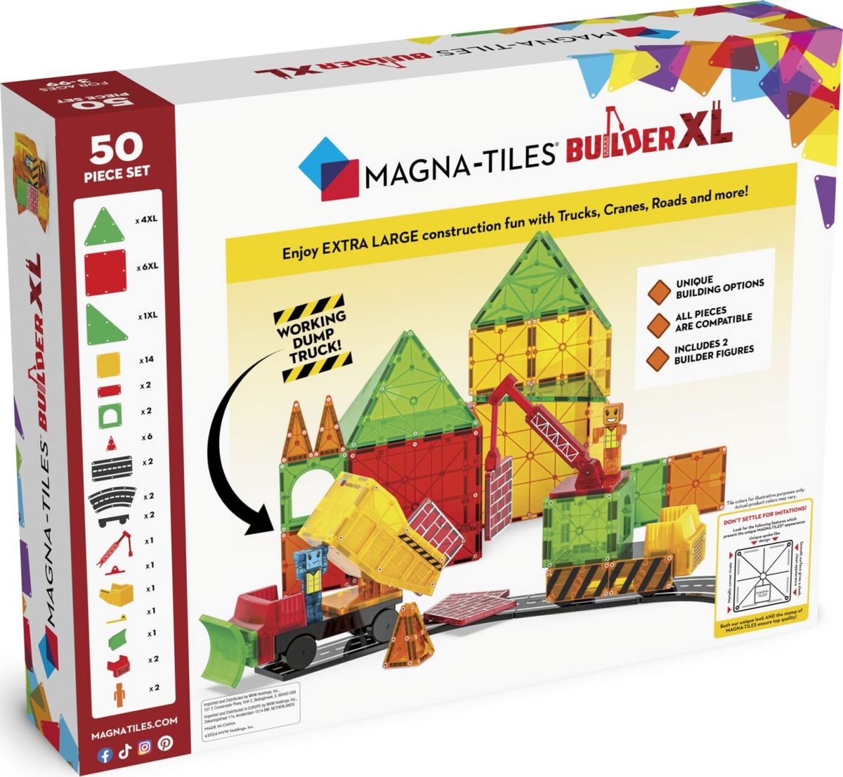 Magna-tiles - Builder Xl - 50 Dele