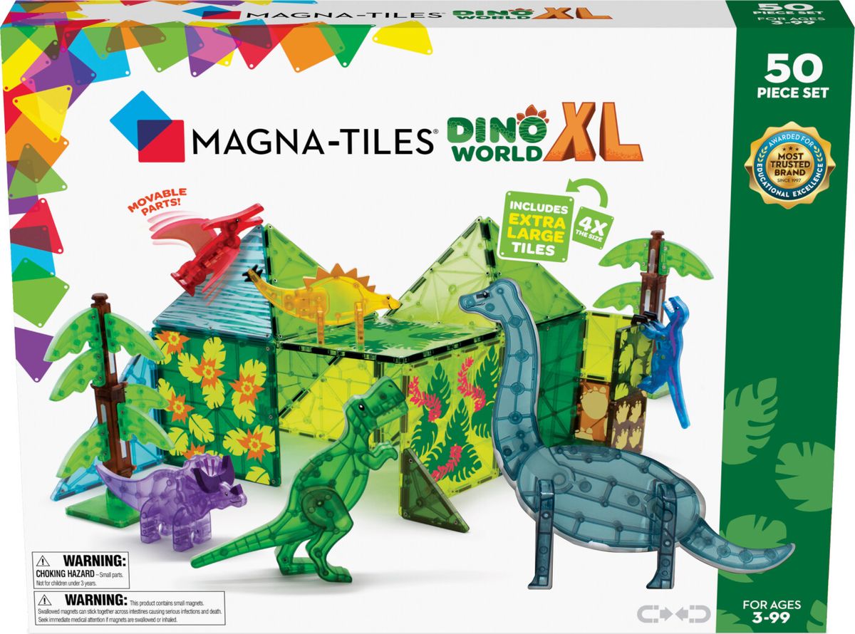 Magna-tiles - Dinosaur Magnetsæt - Dino World Xl - 50 Dele