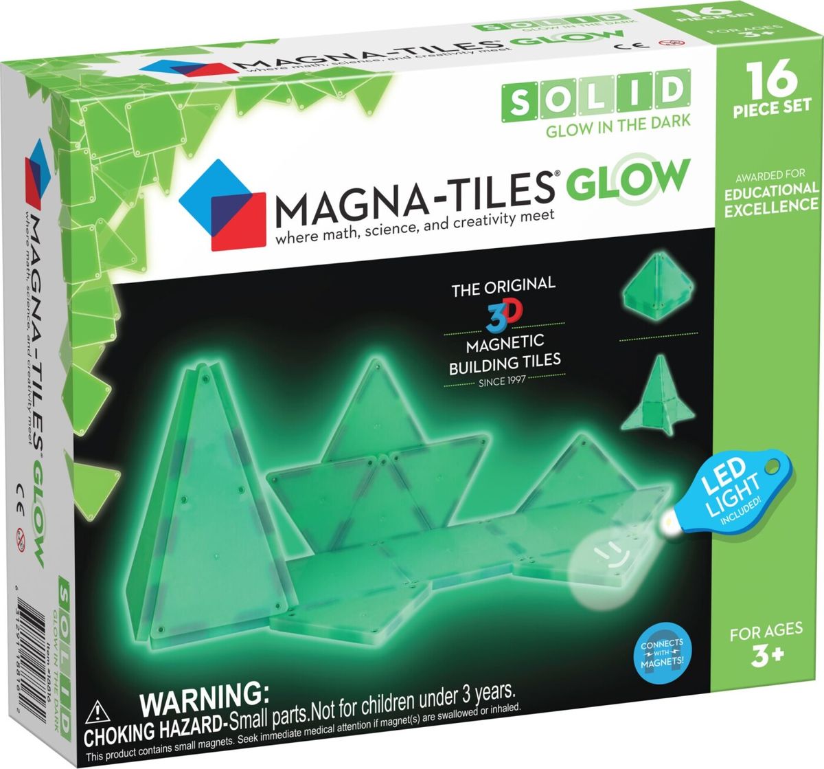 Magna-tiles - Glow In The Dark Udvidelse Magnetsæt - 16 Dele