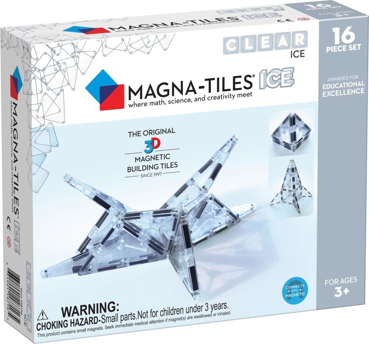 Magna-tiles - Ice Clear Magnetsæt - Udvidelsessæt - 16 Stk