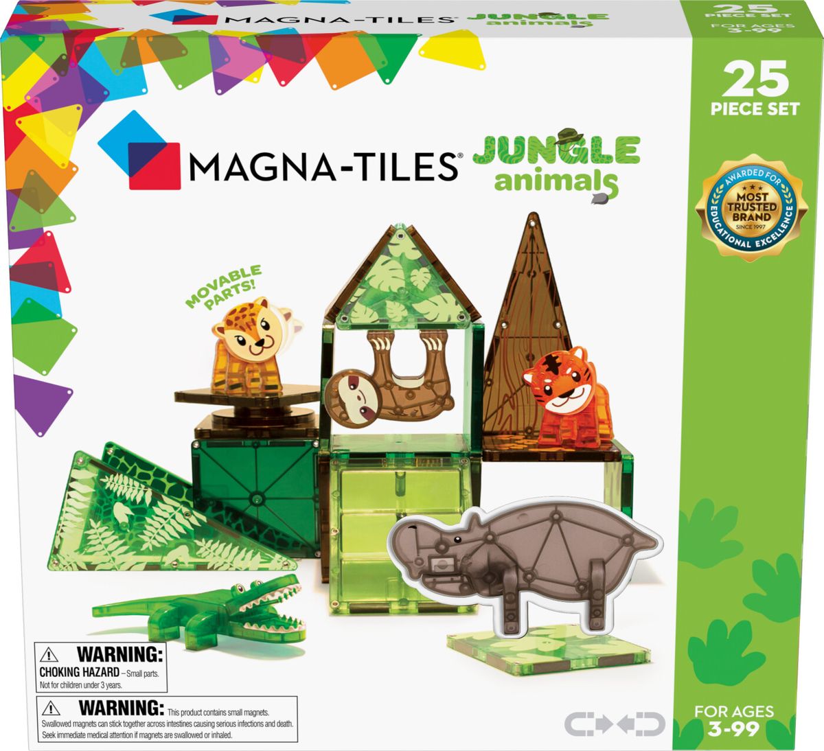 Magna-tiles - Junglens Dyr Magnetsæt - 25 Dele