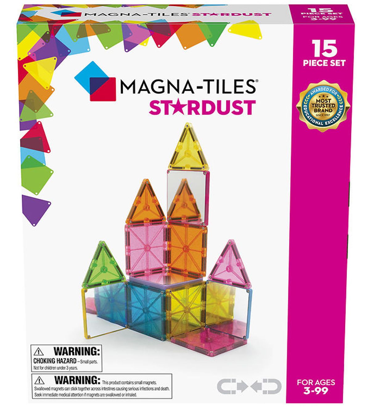 Magna-Tiles Magnetsæt - 15 Dele - Stardust Glitter & Spejle