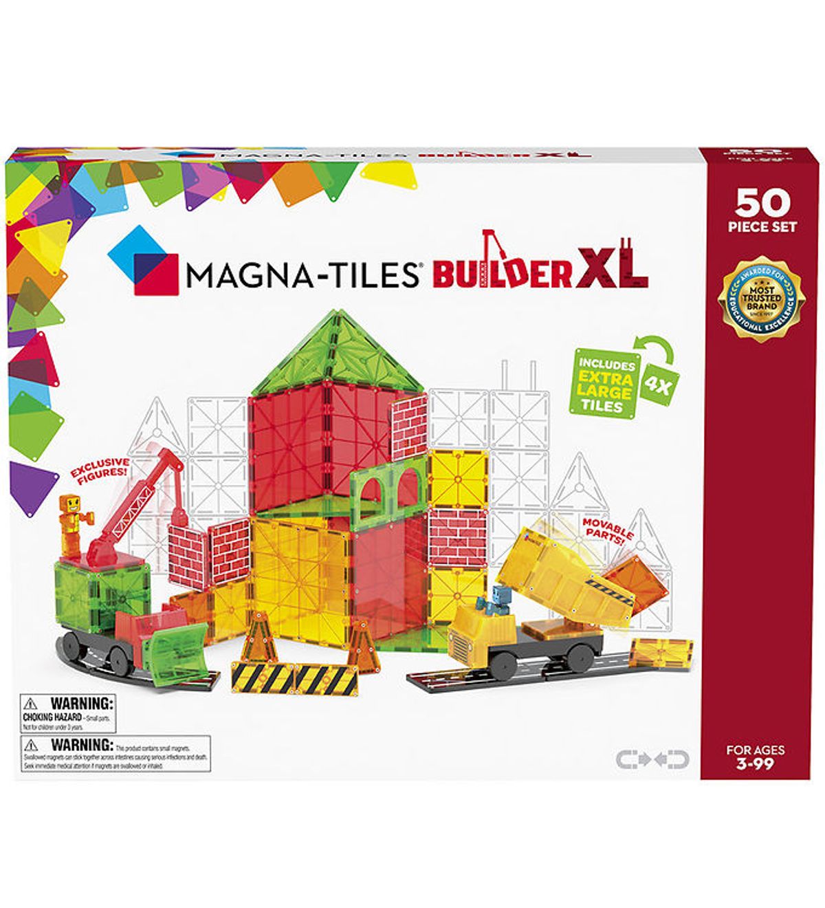 Magna-Tiles Magnetsæt - 50 Dele - Builder XL + MicroMAGS