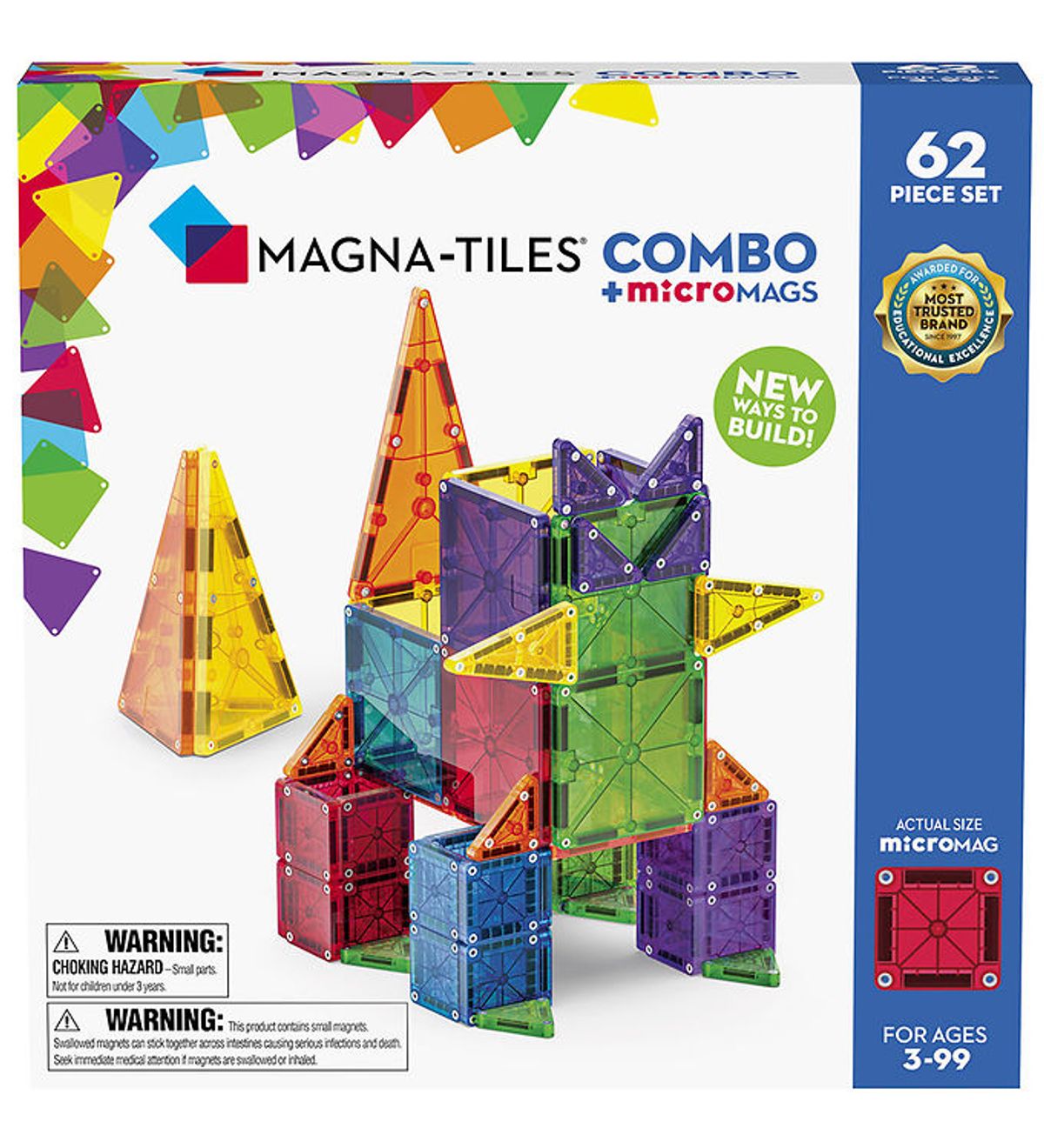 Magna-Tiles Magnetsæt - 62 Dele - MicroMAGS & Combo