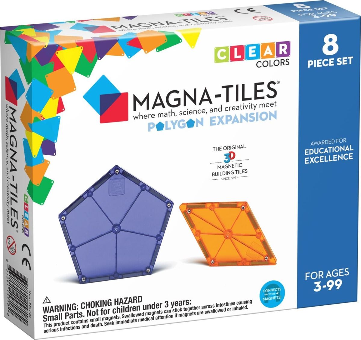 Magna-tiles - Polygon Magnetsæt - Udvidelsessæt - 8 Stk