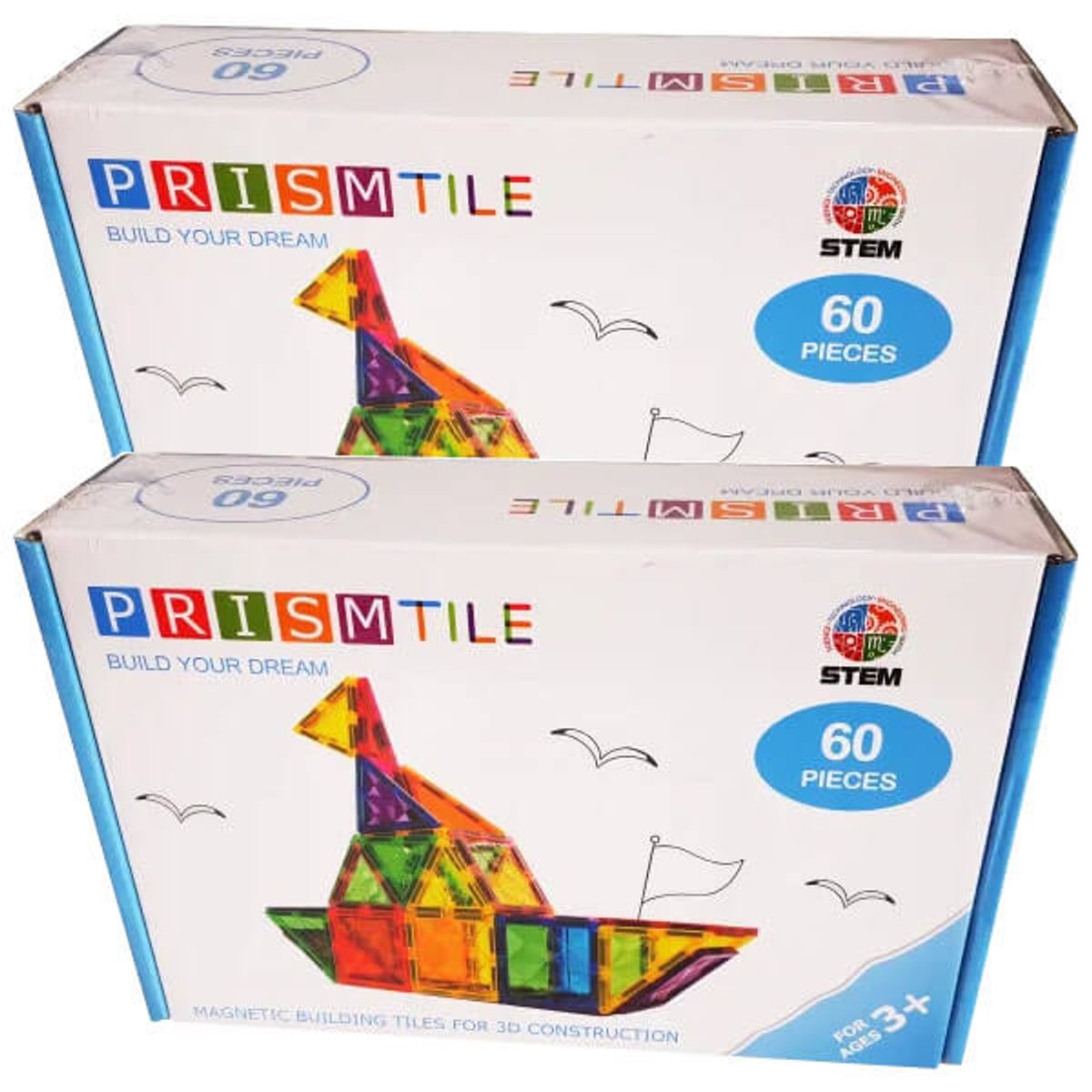 Magnetic Tiles byggesæt 120 stk (60+60)