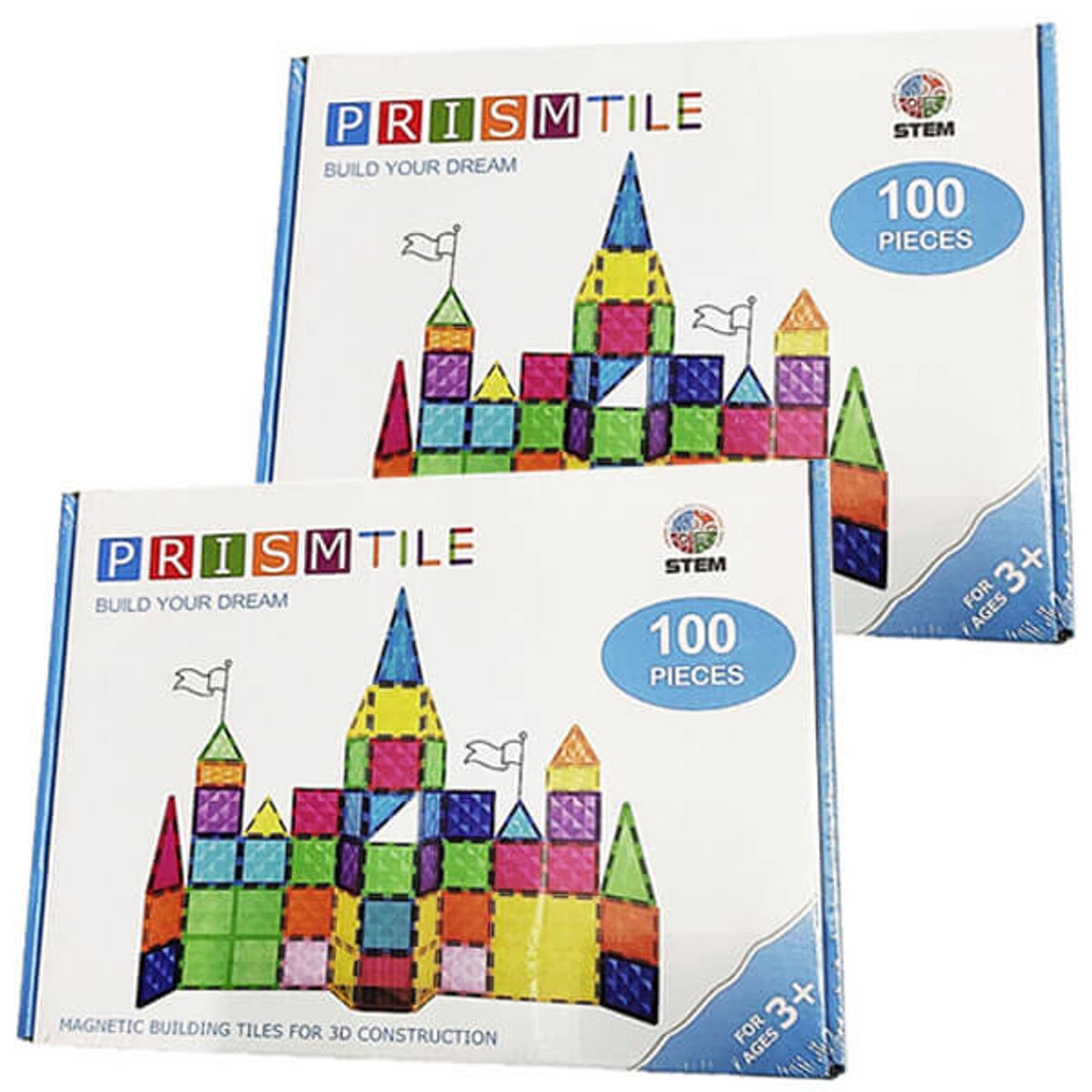 Magnetic Tiles byggesæt 200 stk (100+100)