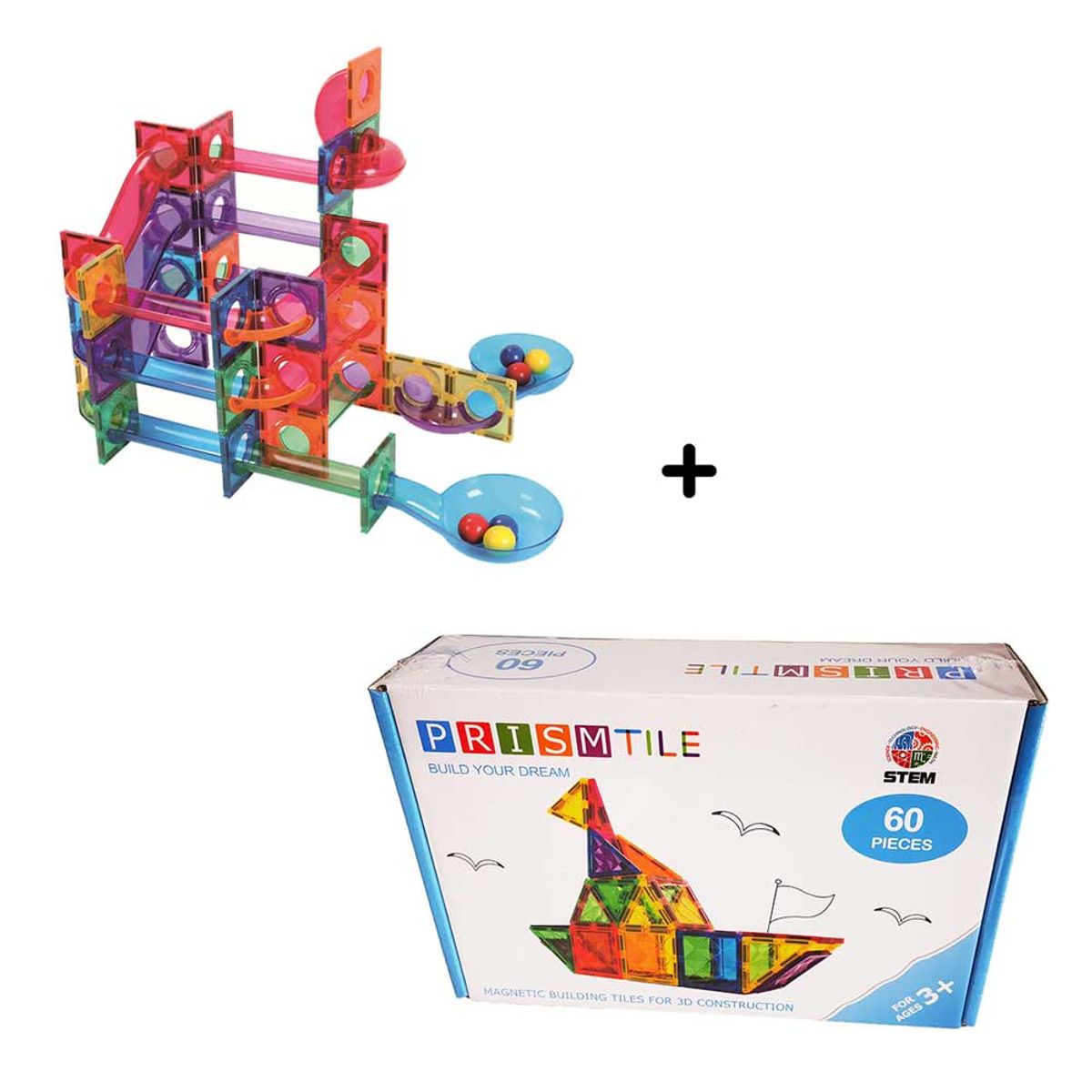 Magnetic Tiles kuglebane 88 stk + 60 stk byggesæt